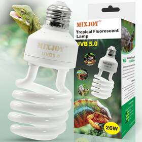 Mixjoy 313106025038 Uvb Bulbs For Reptiles 5.0 26w Tropical Uva Light Compact Fluoresce
