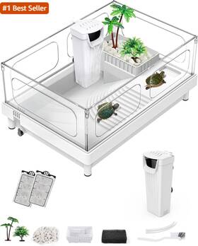 Moonorange 313101135107 Small Turtle Tank With Filter Aquarium Acrylic Terrarium Ba