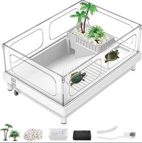 B0cp25kb4z Moonorange Ecological Turtle Tank 15.4 Inch X 10.6 Easy Clean 360 Viewing New
