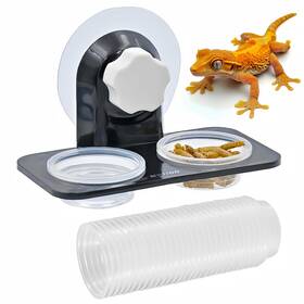Mrtioo 726084543553 Crested Gecko Feeding Ledge With 30 Cups Reptile Food Dish Wall Mount Feeder