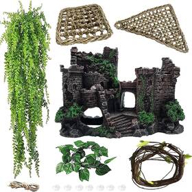 Muyg 313032029056 Tank Accessories For Bearded Dragon Include Resin Classical Castle Reptile Hammo