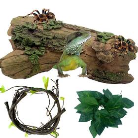 Bjy002 Muyg Resin Reptiles Hollow Tree Trunk Habitat Decor Reptile Log Hides Caves Bearde