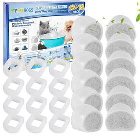 P0501f Myfatboss 12 Pack Cat Water Fountain Filter Pre-sponge And Replacement Carbon Filters
