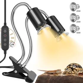 A-b-002 Nbiiuyige Reptile Heat Lamp Dual-head Uva Uvb Light Heating With Cycle T