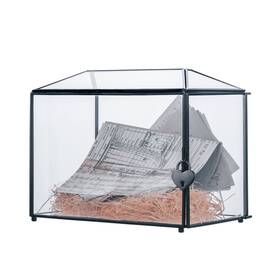 20200117001 Ncyp Small Wedding Glass Cards Box With Slot And Lock - 10.2x5.9x7.9 Inch Bla