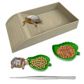 Ngoray 735530649435 Tortoise Feeding Dish With Ramp And Basking-platform - Leaf Water Fo