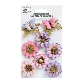 Arcadia-79576 Nicole Crafts 3 Pack Little Birdie Arcadia Paper Flowers 8/pkg-fairy Sparkle