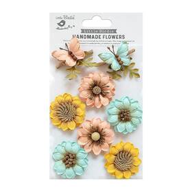 Arcadia-79580 Nicole Crafts Little Birdie Arcadia Paper Flowers 8/pkg-sunshine And Lemonade