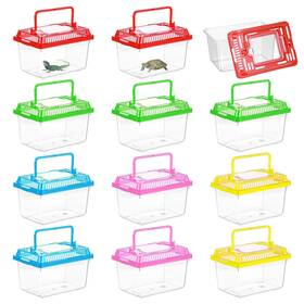727409 Nodaaiie 12pcs Plastic Reptile Terrariums Carrier Cage Snake Breeding Box Hatching Con