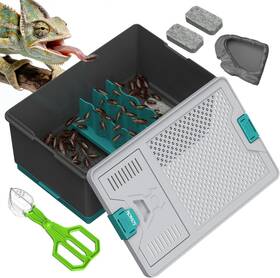 Nomoy 445032538597 Self-cleaning Reptile Feeder Insect Habitat With Escape-proof Lid Removable Cli