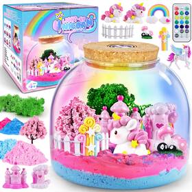 Oj0701 Oakjar Light-up Unicorn Terrarium Crafts Kit - Led Night Light Diy Toys Fo