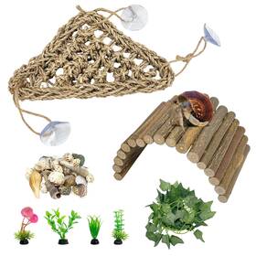 Obantrsz 769032881208 Hermit Crab Accessories Flexible Climbing Bridge Reptile Hammock Small Natural