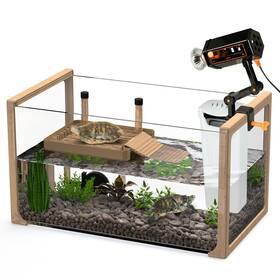 Bi-tt01 Okk Bi Turtle Aquarium Kit - New Aquatic Tank With Filter Light And Basking Platform