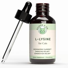 Oliver & Co. 659859181851 Lysine For Cats - L-lysine May Help With Respiratory Amber Bottle
