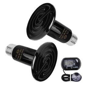 Dt1-fj Omaykey O/e26/b75w2 2-pack 75w Ceramic Heat Lamp With 1-pcs Digital-thermometer Infrared