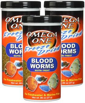 Omega One 638827657246 3 Pack Freeze Dried Blood Worms 0.96oz