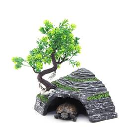 Cwc071-m Omem Reptile Box Shelter Terrarium Hideout Caves Turtle Ramp Basking Platform Habi