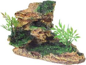 Cwp222 Omem Reptile Small Hide Turtles Cage Artificial Plant Rock Red Soil
