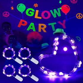 Bg-uv-bo-2 Omika Battery Operated Led Uv Black Lights 4 Pack 6.56ft 20led
