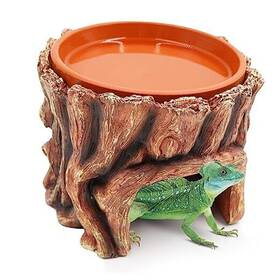 Httpjww001 Oooct 2 In 1 Reptile Hide Cave And Water/food Feeding Bowl Resin Terrarium