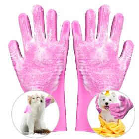 Organizer Box 762168546966 Pet Grooming Gloves - Premium Heat Resistant Silicone H