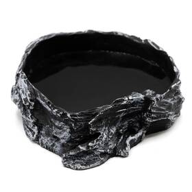 Ns-18 Pangea Medium Rock Food And Water Bowl Black