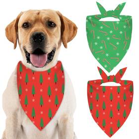 Pauseboll 732262054384 2 Pack Dog Bandana Christmas Scarf Triangle Bibs Kerchief Set P