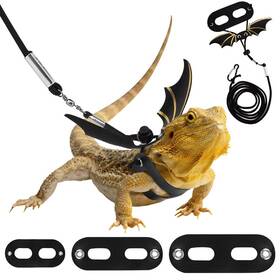 Di-eu-pw-p0318u01 Pawaboo Adjustable Bearded Dragon Harness And Leash 3 Size Leather Reptile L