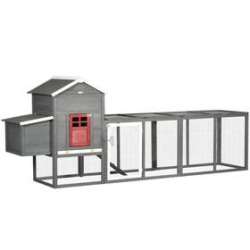 Usd51-362v00gy0131 Pawhut 118 Extra Large Chicken Coop With Asphalt Roof Wooden Hen Run Slide Out Tra