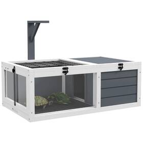 W2225p173734 Pawhut Tortoise Habitat Wooden House Indoor Outdoor Enclosur
