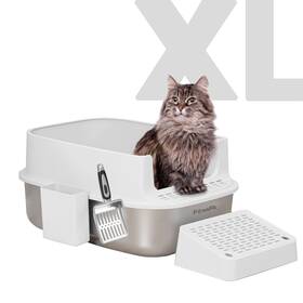 Pawspik 850058276137 Enclosed Xl Stainless Steel Litter Box With High Wall Sides Leak-resistant