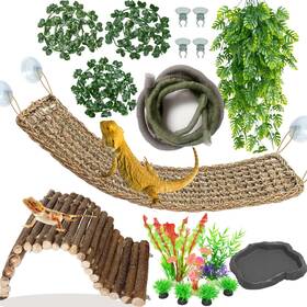 Pescwzd 750939152447 16pcs Bearded Dragon Tank Accessories Amphibian Habitat Decor Set Included Re