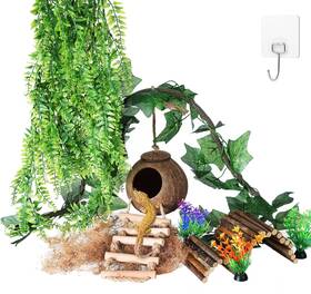M33300 Pet Hercocci-us Crested Gecko Tank Accessories Reptile Hanging Plants Vines