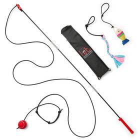 Amztoypw5003 Pet Interactives Pole For Dogs 51 In 12ft Cord 3 Soft Lures Heavy Duty