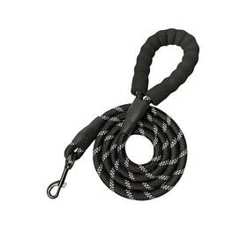 Pet Resolve 739027508168 Black Reflective Rope Leash For Dogs - 5 Ft Length 1/2 Inch Thick Comfortable