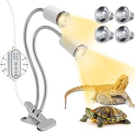 Bd-wgd001-us Petboda Reptile Heat Lamp Dual Head Basking Light With Cycle Timer Dimmable Uva Rep