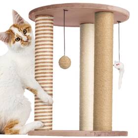 80-pet6067 Petmaker Cat Scratching Post - 3 Scratcher Posts With Carpeted Base Play Area And Perc