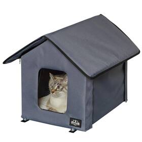 Pet6304-gry Petmaker Heated Cat House - Double-door Bed With Zippered Roof Pet Heating Pad A