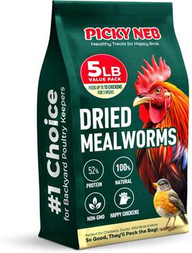 Picky Neb H40-3 Dried Mealworms 100% Non-gmo 5 Lb - For Birds Chickens Ducks Perfe