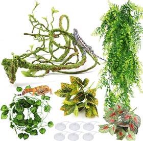 Pietypet 313036260295 Reptile Plants Terrarium Hanging Plant Vines Artificial Leaves Hide Le