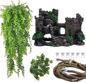 Pinvnby 445033079051 Reptile Resin Castle Decoration Bearded Dragon Habitat Accessories