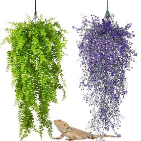 Pinvnby 445033168175 2 Pack Reptile Plants Terrarium Hanging Fake Vines With Suction Cup Art