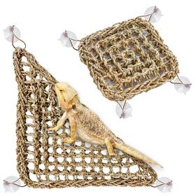 Pinvnby 704795413457 Pivby Bearded Dragon Hammock Reptile Lounger Climbing Toys Seagrass Fiber Habita