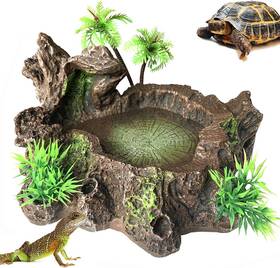 Hl0314 Pinvnby Reptile Water Dish Bearded Dragon Bowl Resin Platform Wi