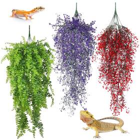 Hl0636-2 Pinvnby 3 Pack Reptile Plants Terrarium Hanging Fake Vines With Suction Cup Artificial L