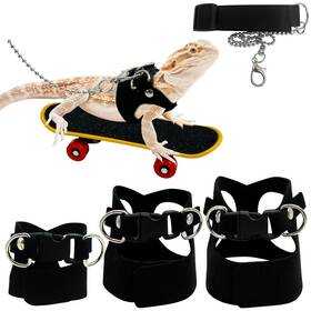 Mbw161-b1 Pinvnby 3 Size Bearded Dragon Harness And Leash Set Adjustable Soft Leather Lizard Le