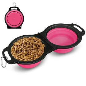 Pn-1542 Pneuically Collapsible Silicone Cat And Dog Travel Bowls 2 In 1 Foldable Pet F... Fast Ship