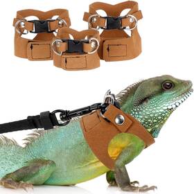 6wcaepbc Quilax 3pcs Bearded Dragon Leash And Harness Set Adjustable Lizard Soft Small An