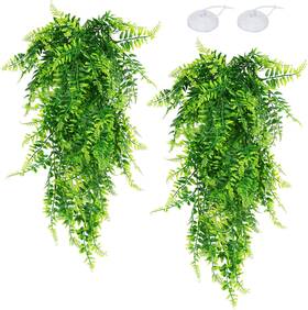 1167-qu2 Quozuo 2 Pack Reptile Plants Terrarium Hanging Plant Artificial Leaves