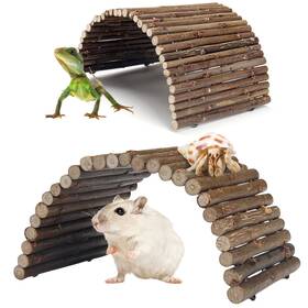 1303-qus Quozuo 2pcs Reptile Hideout Hermit Crab Bendable Bridge Wooden